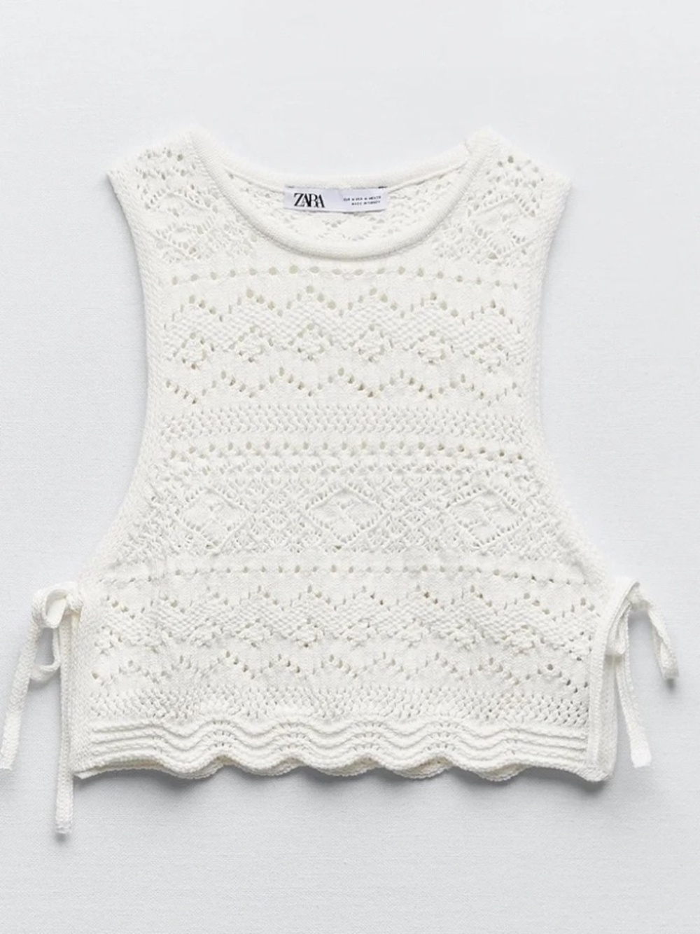 Zara White Crochet-Style Top